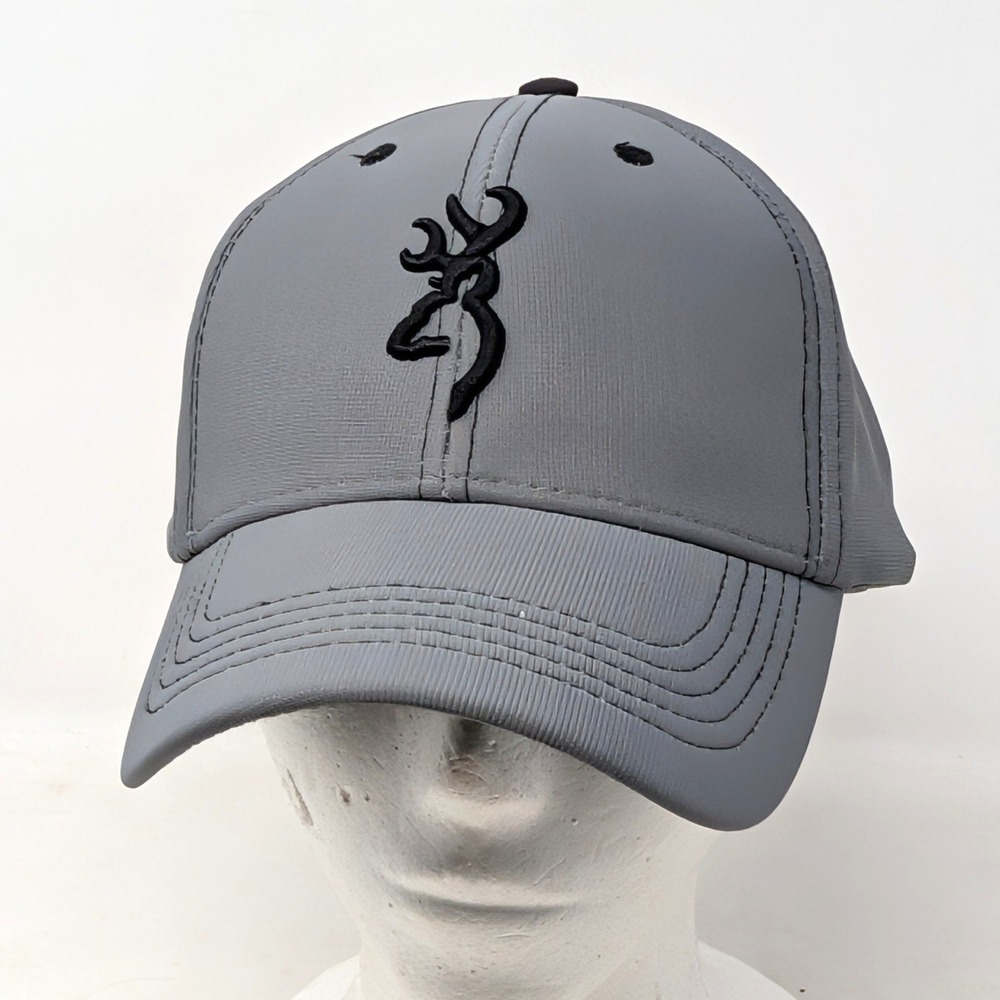 Browning Gray Buckmark Logo Baseball Cap Adjustable Hat Mens OSFA Polyester